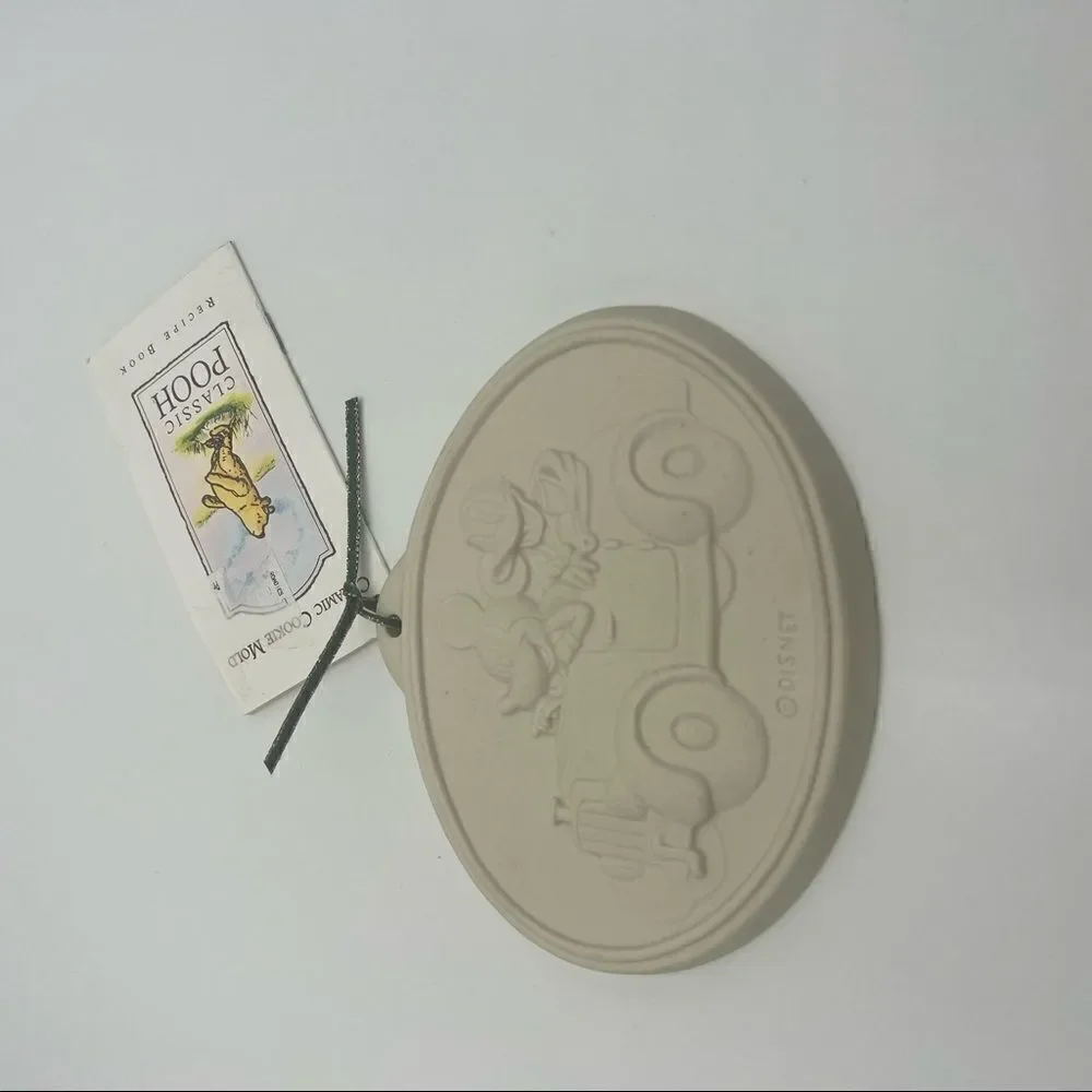 Disney Mickey Mouse and Donald Duck Ceramic Mold with Pooh Recipe Book Tag